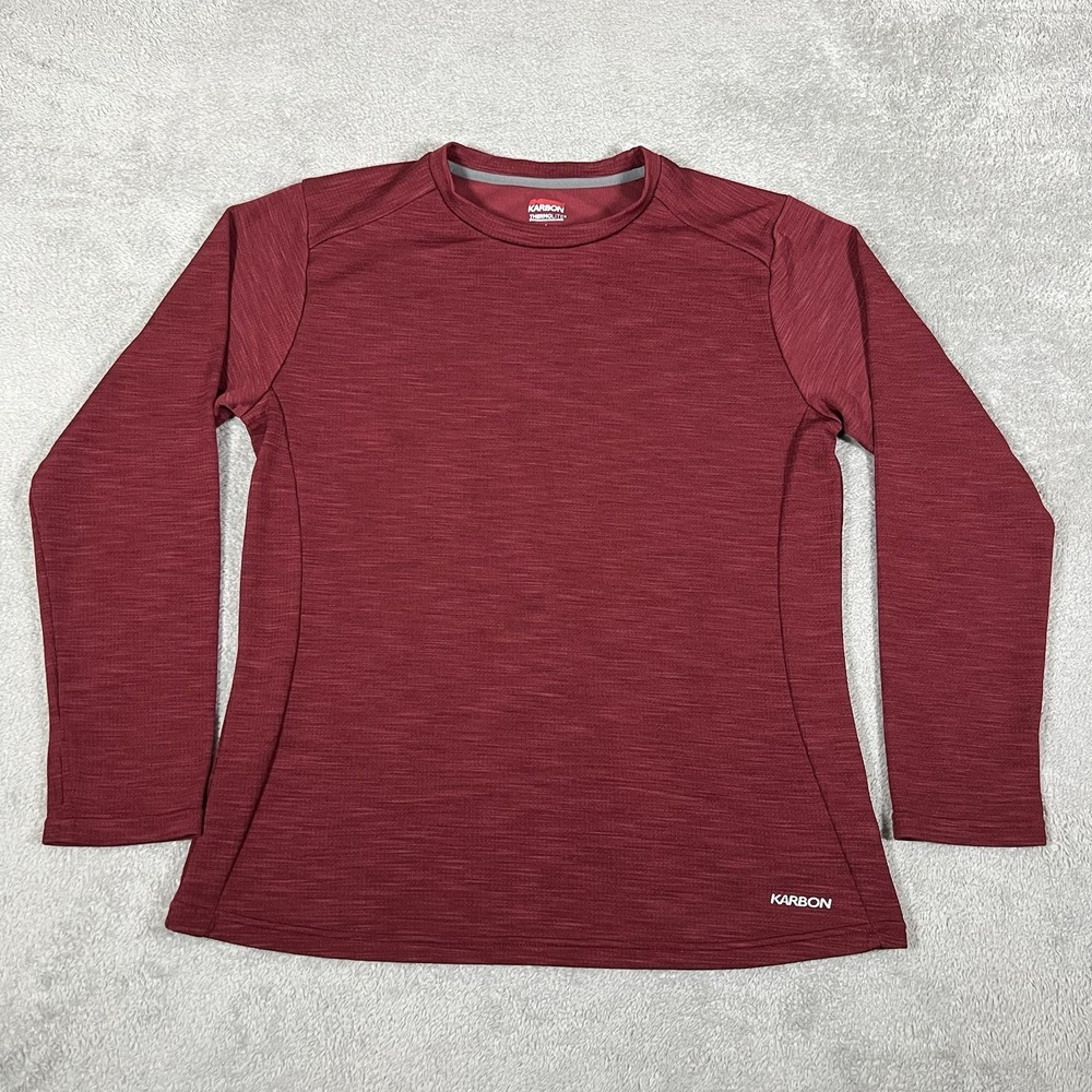 Karbon Shirt Womens Large Long Sleeve Base Layer Thermal Red Thermolite